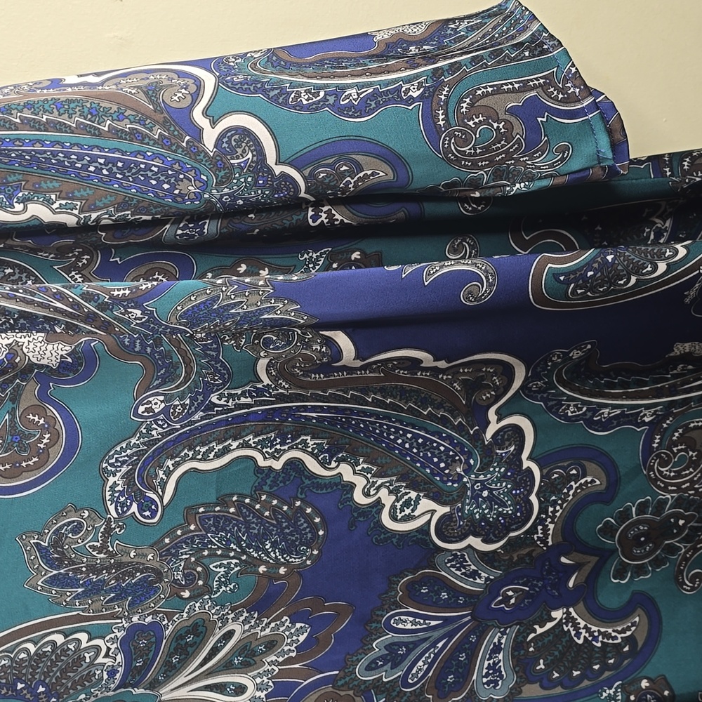 Ming Wang Paisley Print Crepe de Chine Dress XL - Picture 9 of 14
